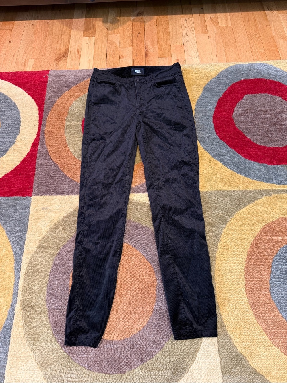Paige Hoxton Ultra Skinny Black Corduroy Jeans Low Rise Size 28 Waist